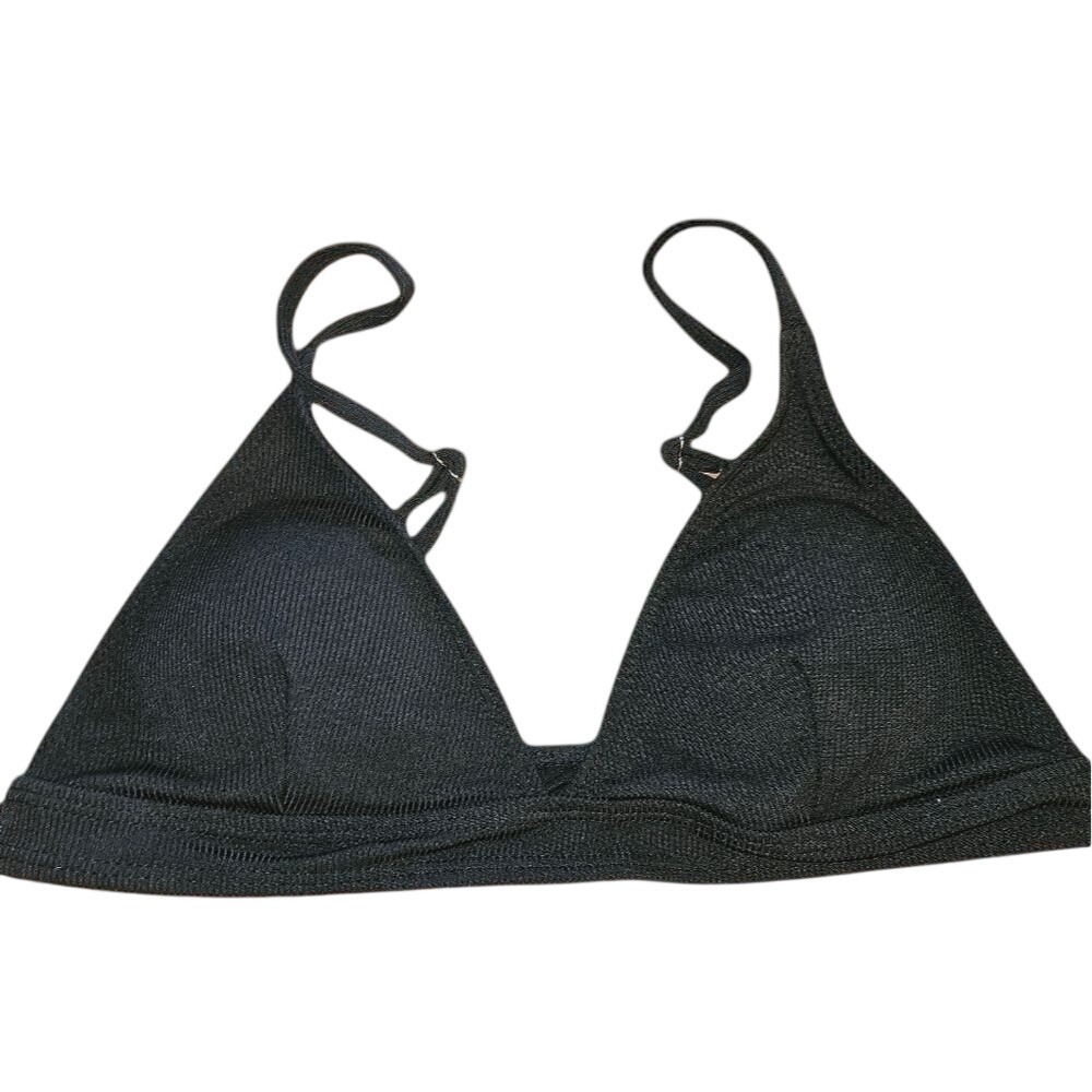 Black Triangle Bikini Top Junior Large L Halter Minimalist Beachwear NWOT